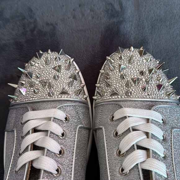 Christian Louboutin Louis Junior Pik Strass Silver Sneaker - Picture 6 of 7